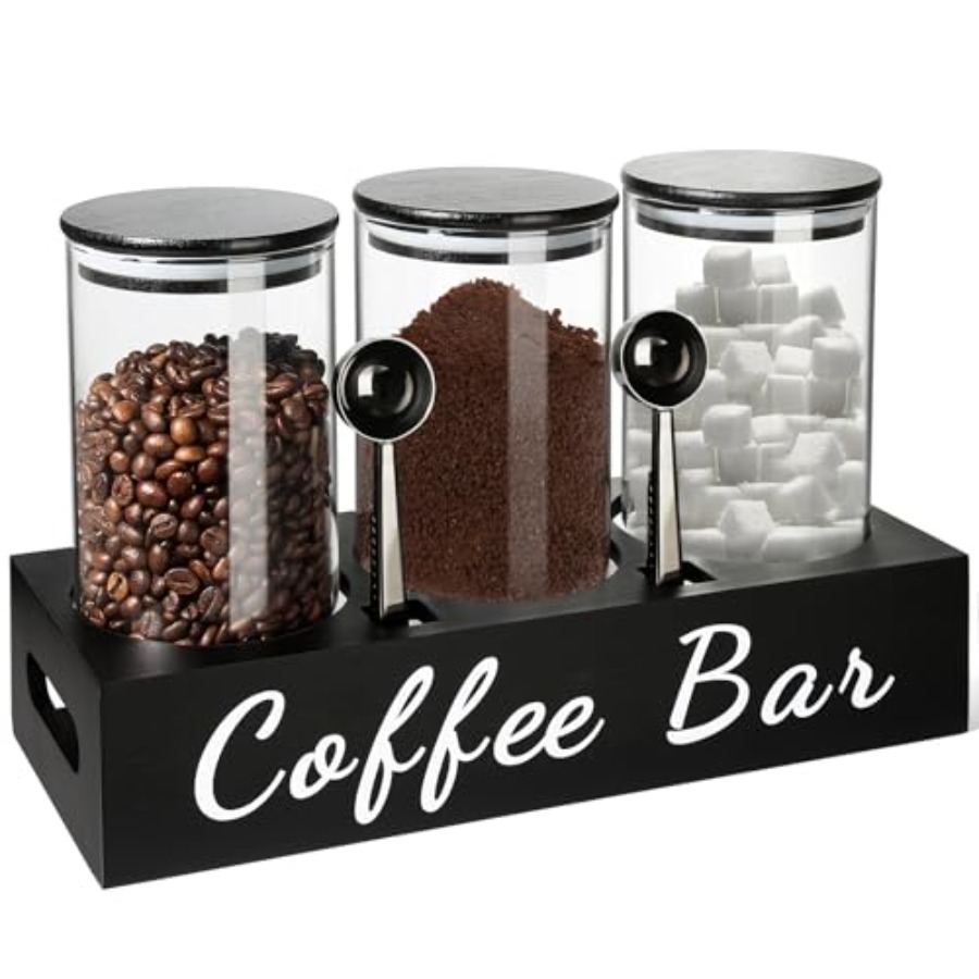 Coffee Tea Canister Set - Coffee Tea Sugar Container Set, 3