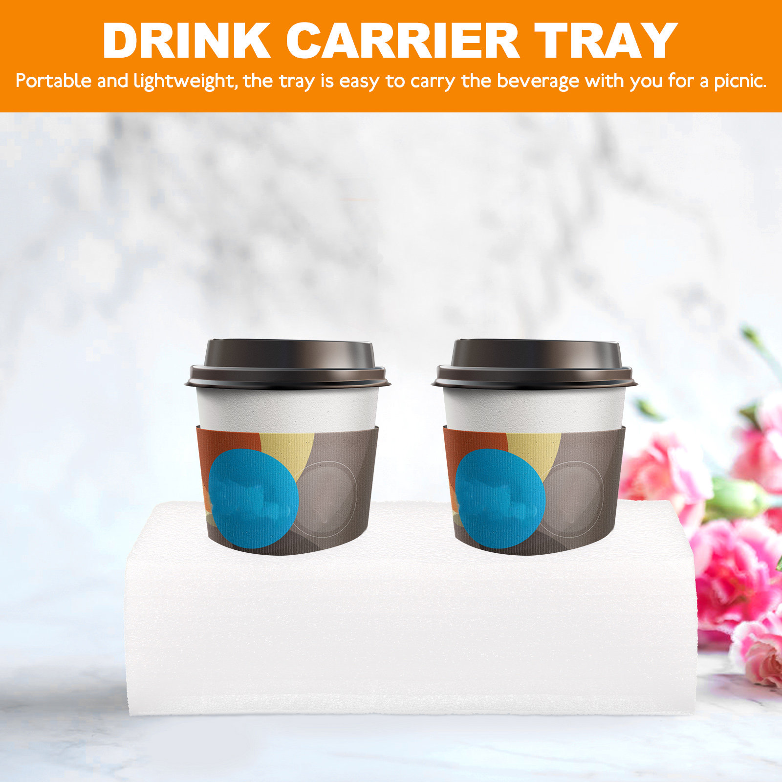 Coffee Tea With Milk - 2Pcs Drink Carrier Tray Multi-Hole Cup