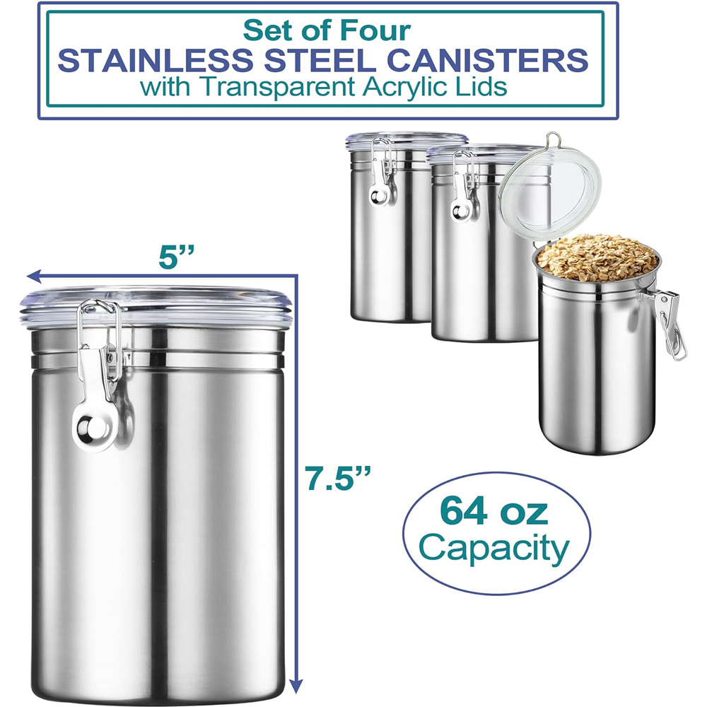 Stainless Steel Canister Set w – Coffee Tea Canister Set Bewertung und Preis