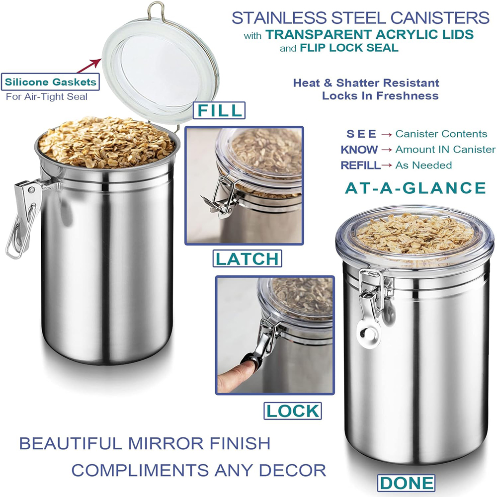 Stainless Steel Canister Set w – Coffee Tea Canister Set Bewertung und Preis