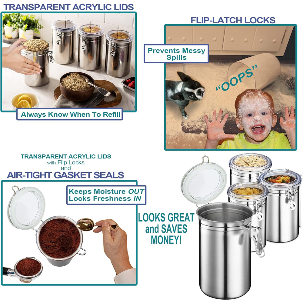Stainless Steel Canister Set w – Coffee Tea Canister Set Bewertung und Preis