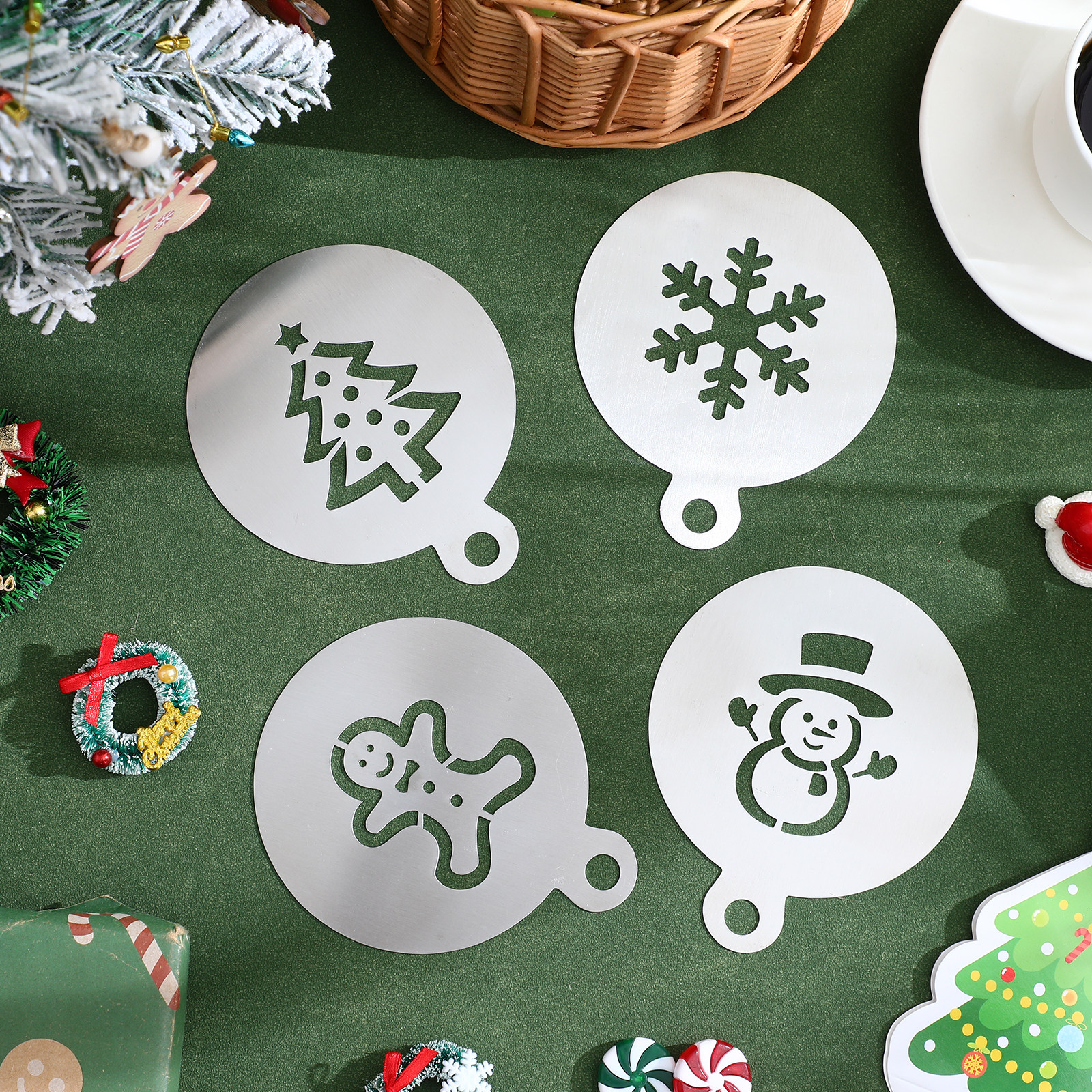 4Pcs Stainless Steel Christmas – Coffee Stencil Art Bewertung und Preis